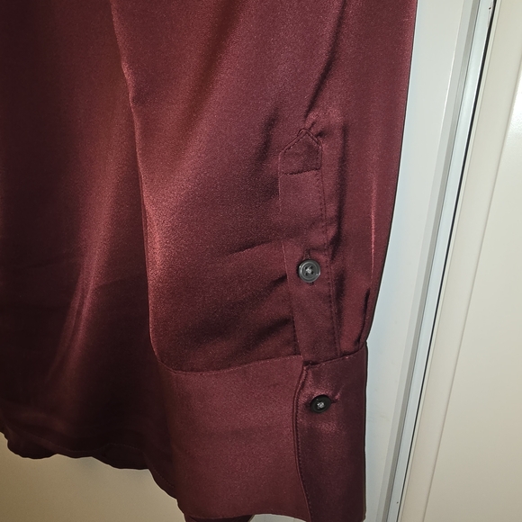 Banana Republic Satin Button-Up Shirt - Burgundy - Picture 5 of 5